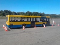 Autobusų slalomo akimirka
