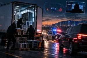 Иллюстрация к статье об организованных кражах серверного оборудования для искусственного интеллекта из грузовиков в США